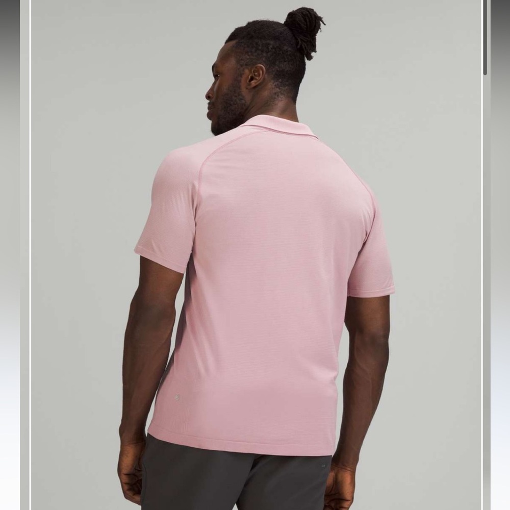 Lululemon Metal Vent Tech Polo Shirt 2.0 Raw Linen / Pink Taupe Sz.M - Picture 2 of 5